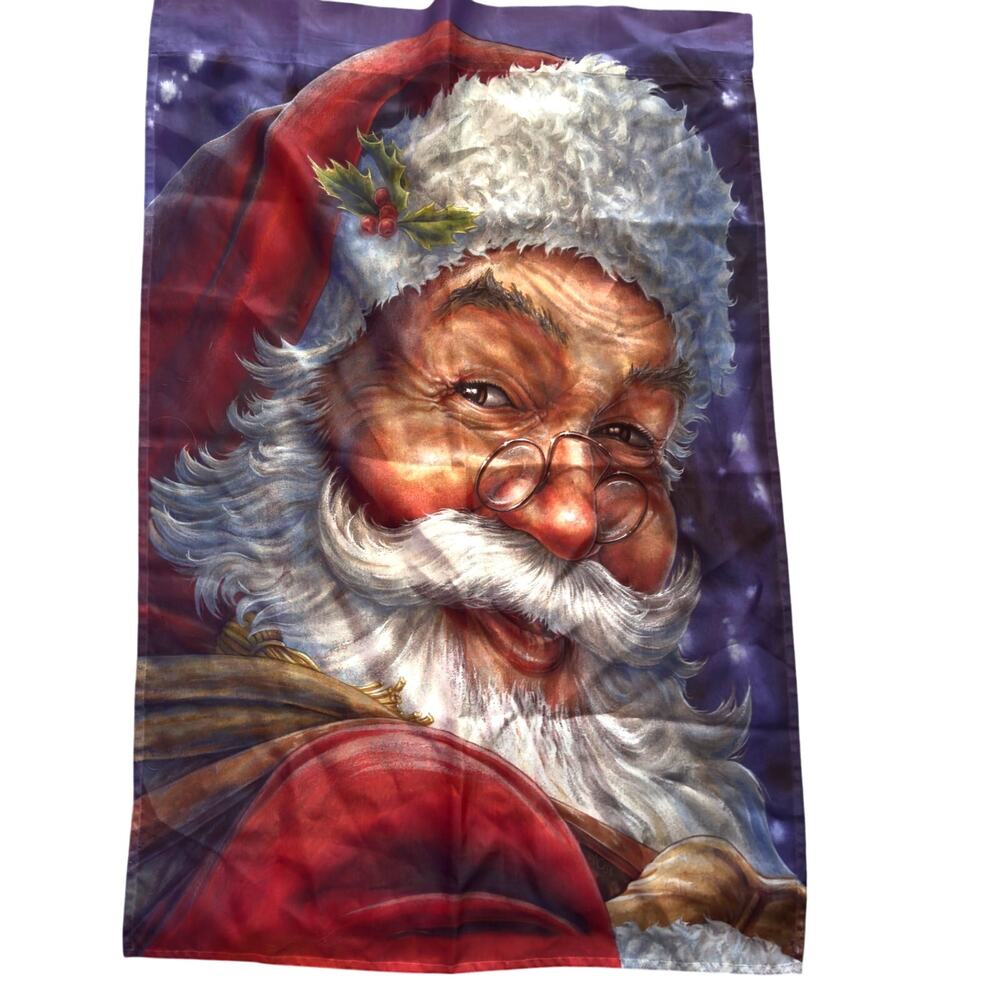Garden Yard Flag‎ CHRISTMAS Santa Claus Face 18" x 12" Holiday Decor